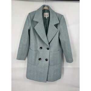 Elise Wool‎ Blend Pea Coat Women Large Mint Double Breasted Modern Normcore